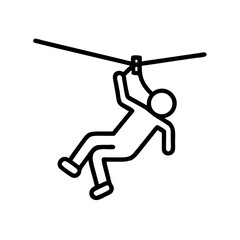 Zipline Adventure Thrill Ride Icon Design