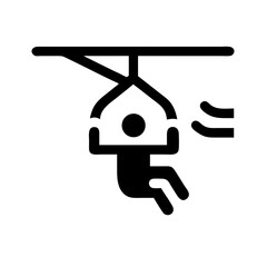 Zipline Adventure Thrill Ride Icon Design