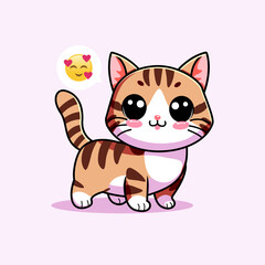 PrintCute chubby cartoon cat in kawaii style with a joyful expression. Perfect for stickers, childrens illustrations, mascots, or digital content. High-resolution vector art.