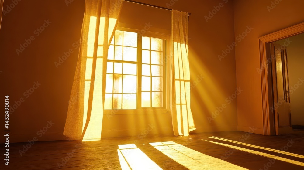 Poster sunlight streams through a window, illuminating a room.