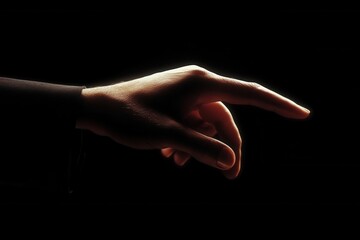Elegant hand gesture reaching out against a dark background, conveying connection and intention