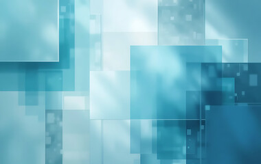 Naklejka premium Abstract Geometric Artwork Featuring Overlapping Translucent Blue Rectangles in a Minimalist Design