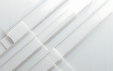 Minimalistic Abstract Design of White Rectangular Panels Arranged Diagonally, Creating Depth and Geometric Harmony