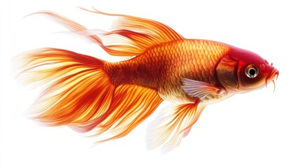 Fototapeta premium Vibrant orange and red goldfish in profile view