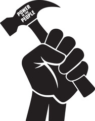 hammer in a raised fist silhouette vector design