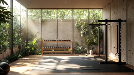 Pull-up bar in minimalist home gym