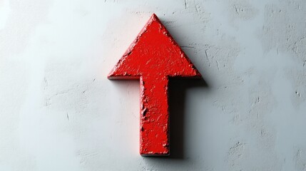 Red arrow pointing downward, isolated on plain surface