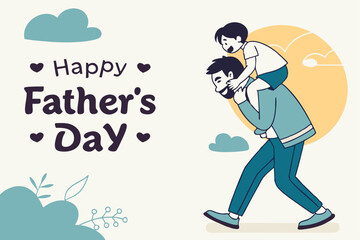 Happy Fathers Day Design with Modern Illustration Style. Unique Fathers Day Artwork Featuring Father and Child. Creative Fathers Day Graphic in Bold Modern Style. Joyful Fathers Day Design