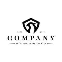 hawk shield concept logo design vector template