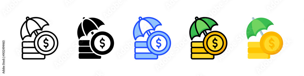 Poster insurance icon collection with multiple styles