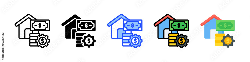 Poster asset management icon collection with multiple styles