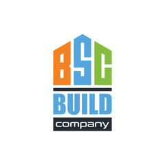 letter BSC Build Home concept logo design vector template