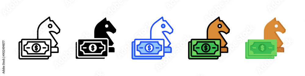 Poster strategy icon collection with multiple styles