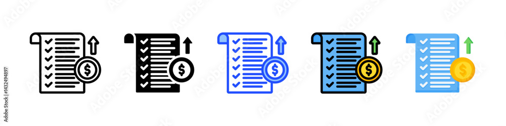 Poster expenses icon collection with multiple styles