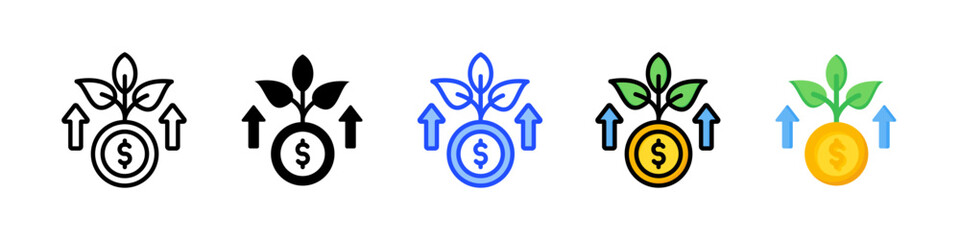 Growth Icon Collection With Multiple Styles