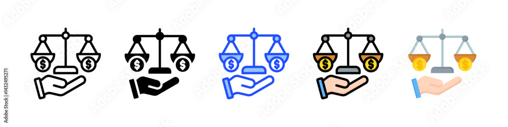 Poster equity icon collection with multiple styles