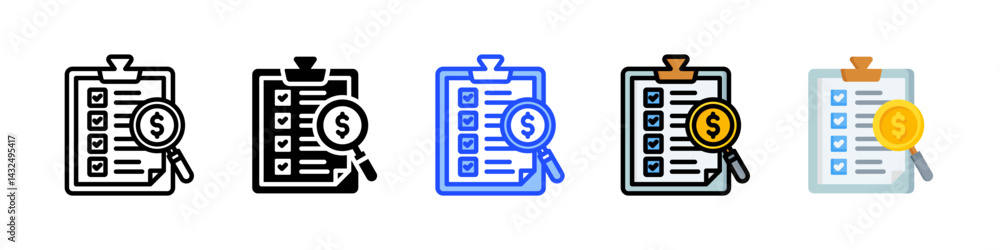 Poster audit icon collection with multiple styles