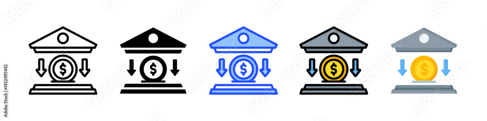 Poster deposit icon collection with multiple styles