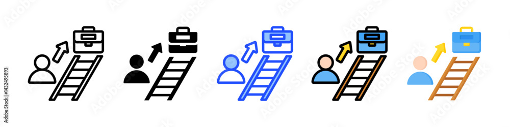 Poster career ladder icon collection with multiple styles