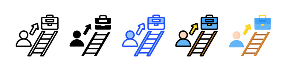 Career Ladder Icon Collection With Multiple Styles