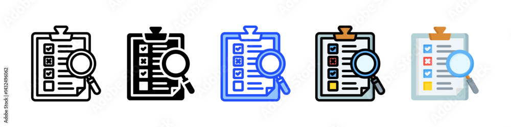Poster evaluation icon collection with multiple styles
