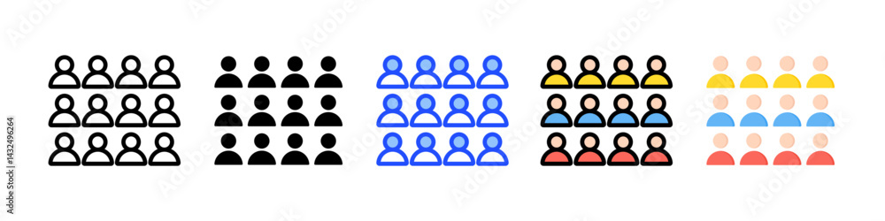 Poster employee icon collection with multiple styles