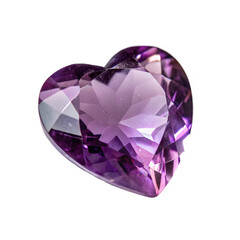 Fototapeta premium A macro perspective of a heart-shaped amethyst, slightly tilted, displaying its rich purple hue and detailed facets.