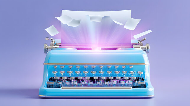 Retro Pastel Typewriter of Light and Floating Paper
