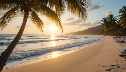 sunset on tropical beach