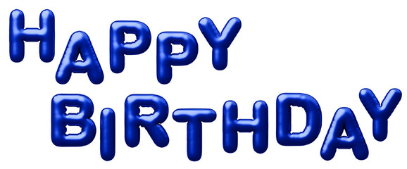 3D画像_風船_HAPPY BIRTHDAY_青