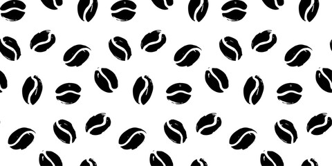 Seamless pattern of black coffee. cafe grain seamless crayon illustration