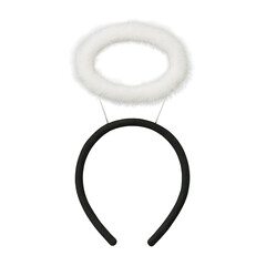 White fluffy angel halo headband isolated on transparent background, generative ai
