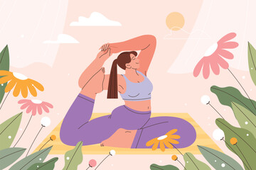 Serene yoga lady surrounded by natures beauty