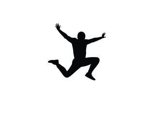 Fototapeta premium Jump silhouette. This image portrays a black silhouette of a person in mid-air with arms and legs spread, showcasing motion, action, and energy. Vector clipart illustration design.