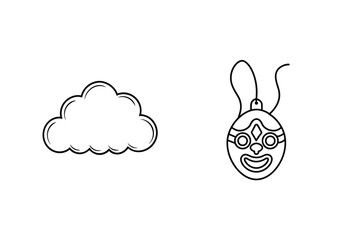 Outline Illustration Of Cloud And Luchador Mask Isolated On White Background
