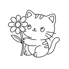 Cartoon cat vector illustration coloring book for kids