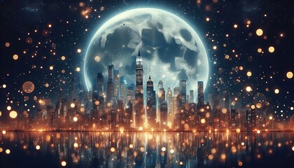 Glittering Supermoon Covered in sparkling twinkling lights-2