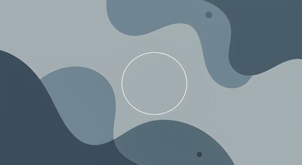 Abstract Background Design Elegant Grey Blue Liquid Shapes and White Circle for Modern Presentations, Websites, and Social Media