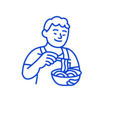 Vector logo design template and graphic element for advertising branding poster and element funny cartoon man eat noodle carachter and mascot abstract sticker and line icon