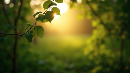 Obraz premium Sunlit Forest Canopy with Lush Green Leaves