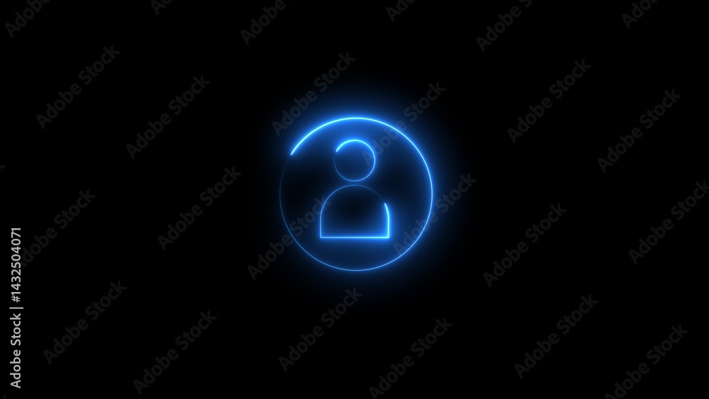 Poster user profile security shield neon icon with check-mark. neon profile icon. avatar user profile icons