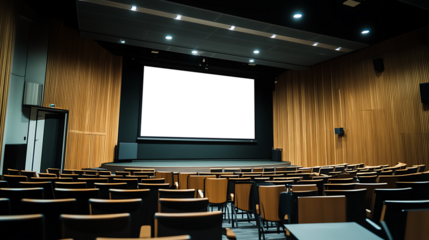 Executive Boardroom Scene With PNG Transparent Screen for Personalized Use, Highlighting Blank Projector Display and Formal Setup
