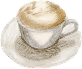 Digital painting of a cappuccino coffee cup