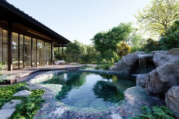 Serene Poolside Escape: Modern Architecture Meets Tranquil Nature