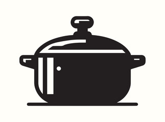 Modern saucepan silhouette in solid black