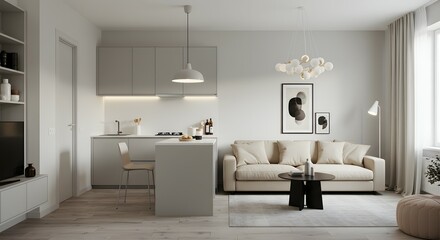 Modern Minimalist Apartment Design Neutral Tones, Open Layout, and Stylish Decor