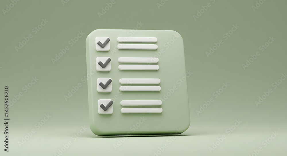 Poster efficient 3d checklist icon productivity, organization, and task management symbol for apps and webs