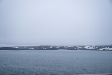 Fototapeta premium Deception Island is in the South Shetland Islands close to the Antarctic Peninsula, Photographing this island on a cold morning.