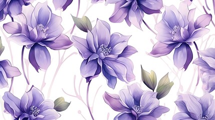 Obraz premium Elegant Seamless Pattern with Aqua, Lilac Flowers Bouquet for Versatile Design Projects