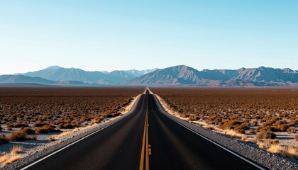 Fototapeta premium Endless Road Stretching through Desert Landscape 